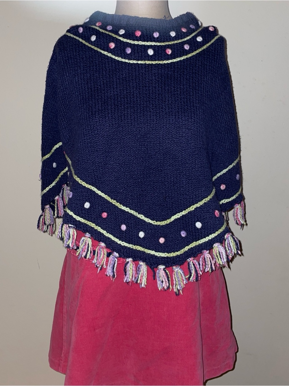 Talbots Navy Poncho &‎ corduroy dress SET -zippered back-retro